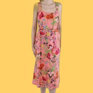 NWT Anne Klein Scooped Neck a Line Midi Dress W/ Belt Size 16 Floral Spring